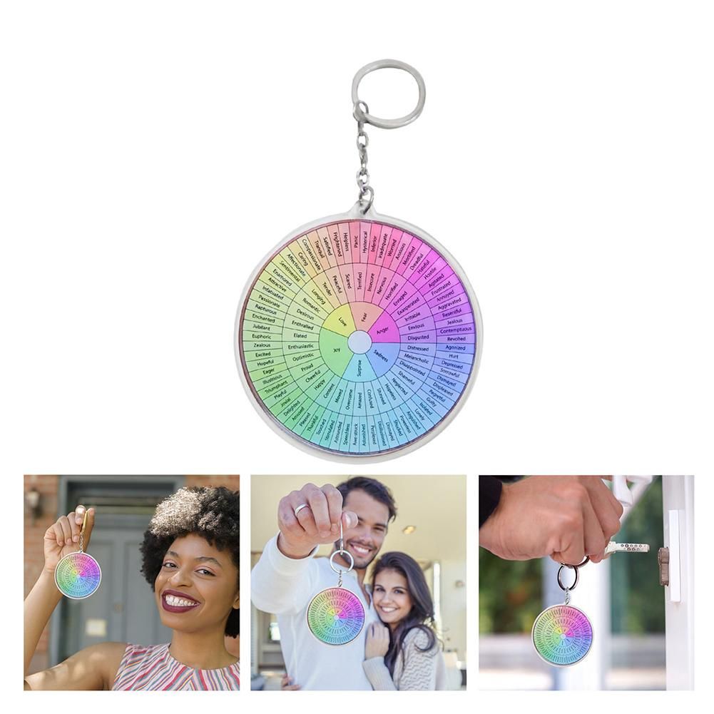 Feeling Round Double-Sided Keychain Colorful Acrylic Pendant