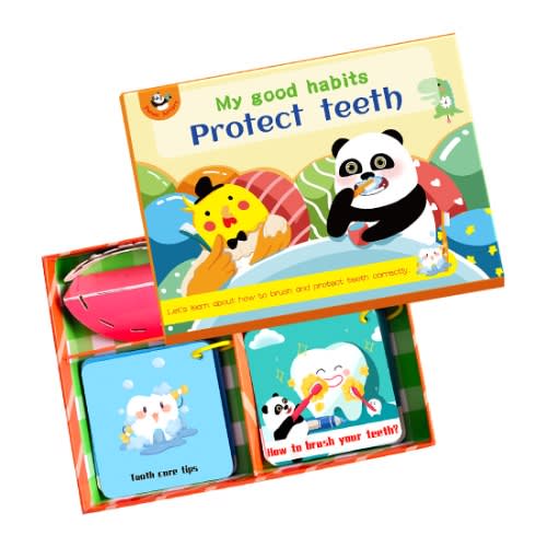 Kids Good Habits : Protect Teeth Game- 18 Flash Cards With Tooth Brush Toy