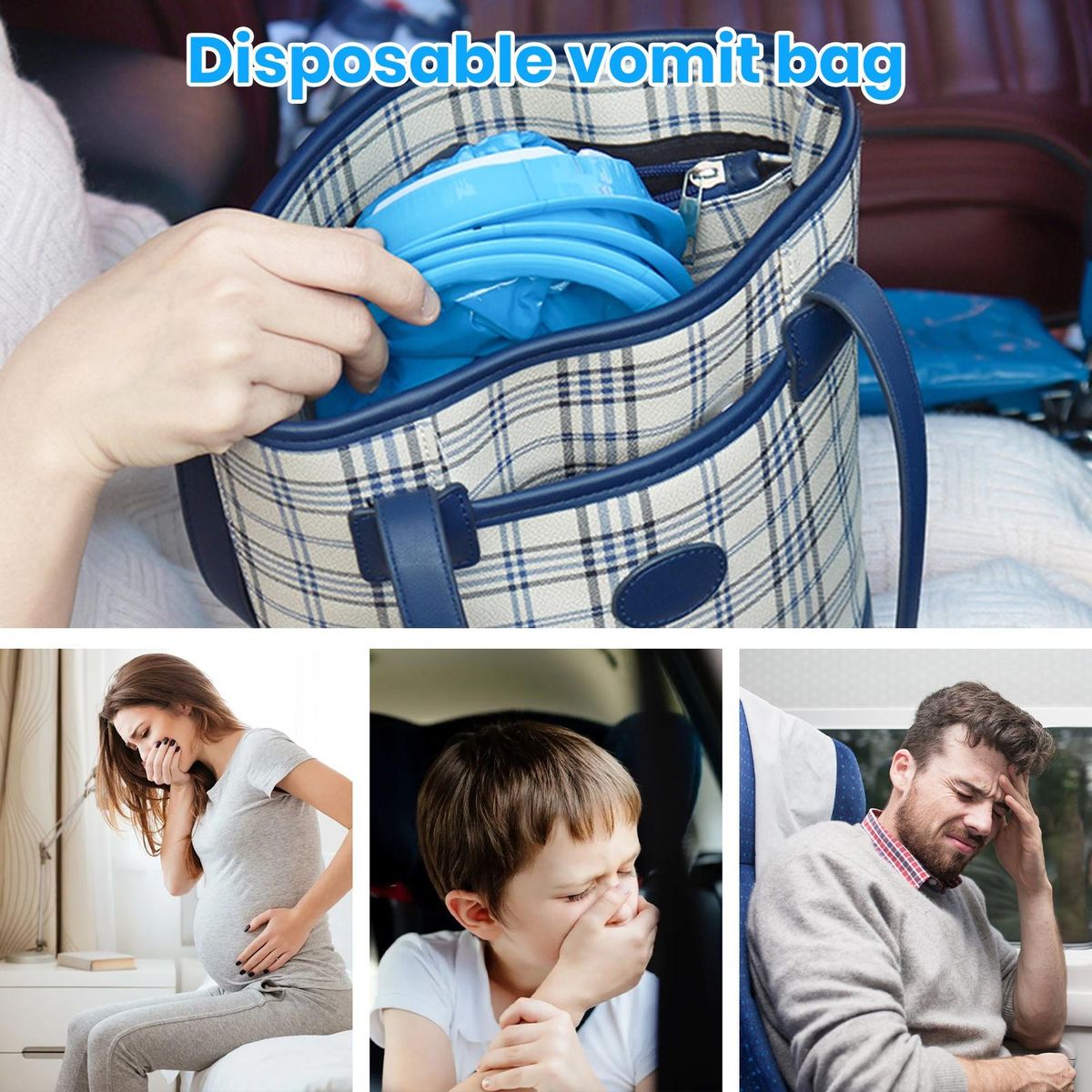 24Pcs Vomit Bags Emesis Bags Disposable Car Sickness Vomit Bags