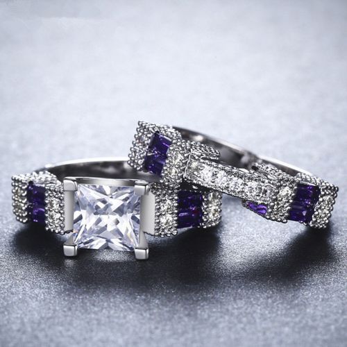 2Pcs/Set Couple Rings Fashion Jewelry Wedding +ring Box