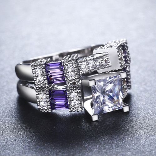 2Pcs/Set Couple Rings Fashion Jewelry Wedding +ring Box