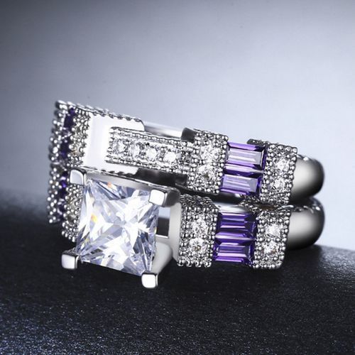 2Pcs/Set Couple Rings Fashion Jewelry Wedding +ring Box