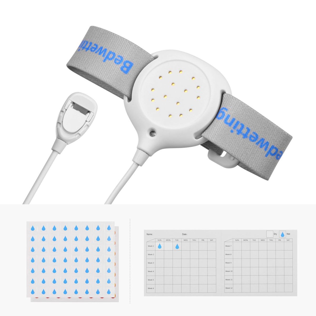 Bedwetting Alarm Pee Alarm Enuresis Sensors for Boys Grils Kids Potty Training Elder Care with Sound Vibration LED Light Indicator Reminding