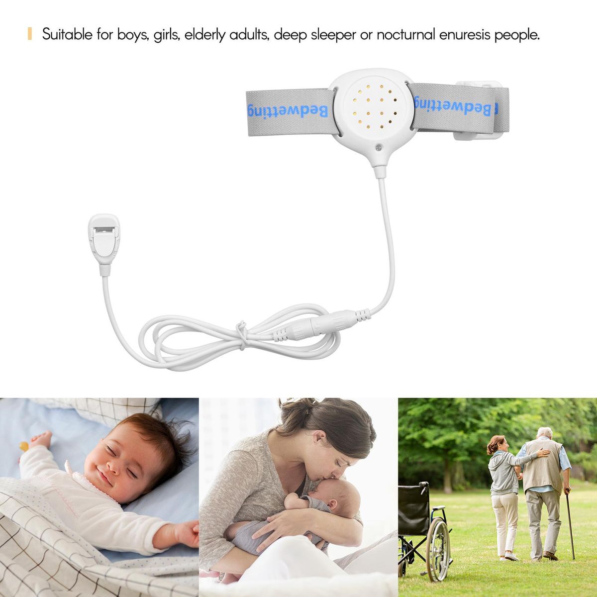 Bedwetting Alarm Pee Alarm Enuresis Sensors for Boys Grils Kids Potty Training Elder Care with Sound Vibration LED Light Indicator Reminding