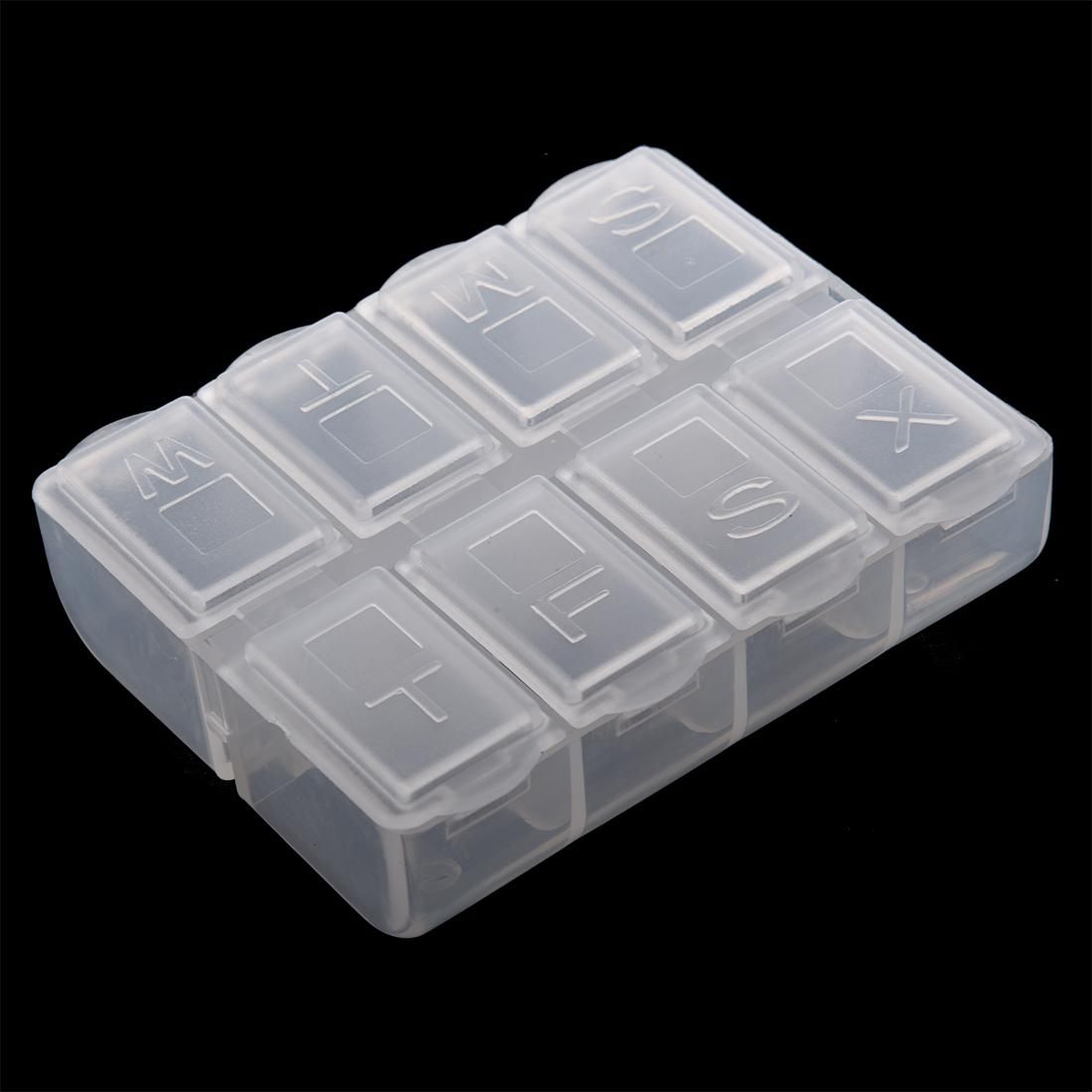 Plastic Weekly Pill Box Medicine Holder Clear White