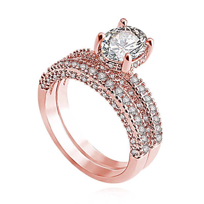 Diamond Wedding Rings For Women Rose Gold Ring  + Ring Box