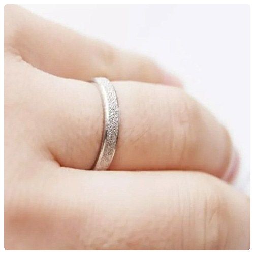 Silver Frosted Finish Stainless Steel Wedding 4mm Width Band
