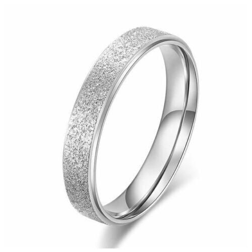 Silver Frosted Finish Stainless Steel Wedding 4mm Width Band