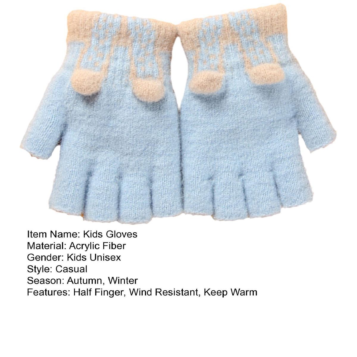 1 Pair Boys Cold Winter Unisex Kids Students Blue