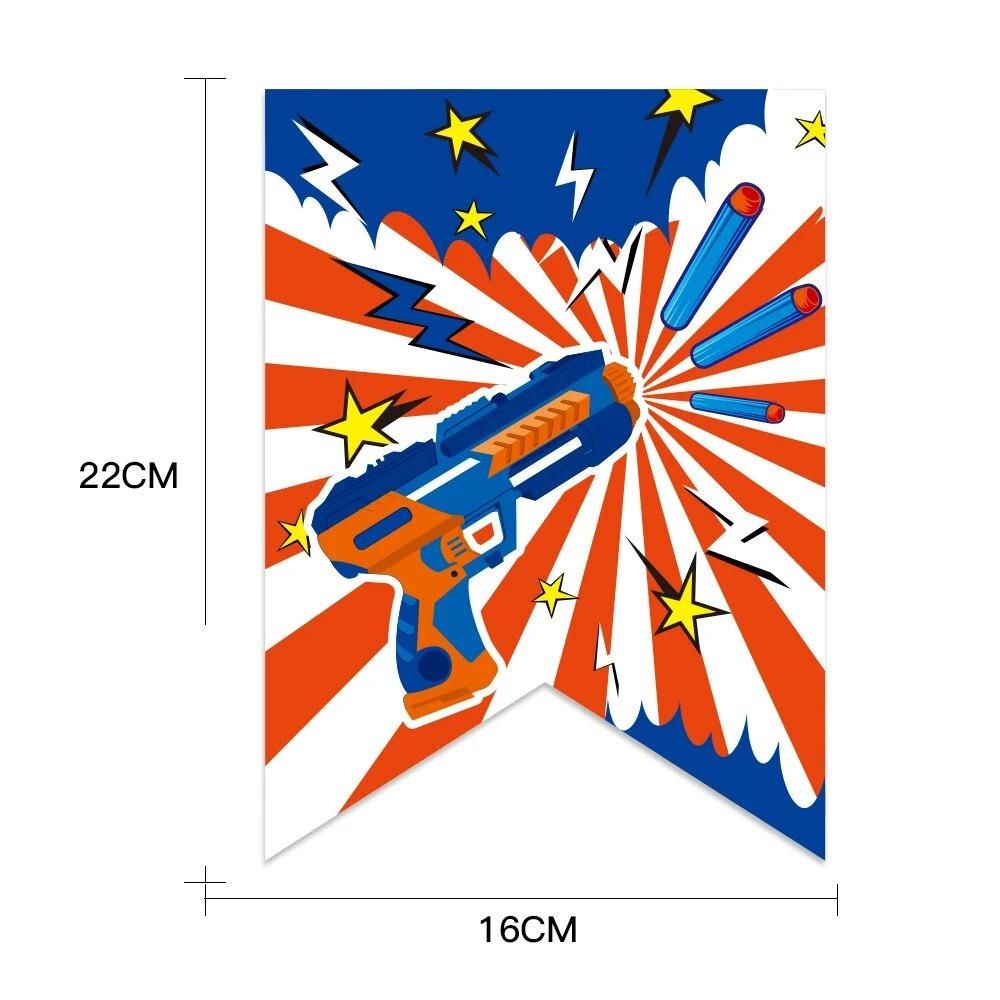 Dart War Happy Birthday banner for Nerf Series Blasters Xmas Kid Children Gift for Nerf Party