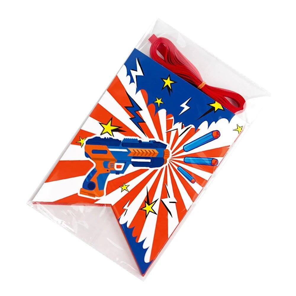 Dart War Happy Birthday banner for Nerf Series Blasters Xmas Kid Children Gift for Nerf Party
