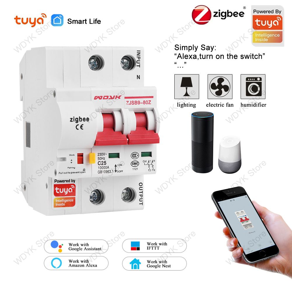Tuya Zigbee 2P Smart Circuit Breaker Remote Control No