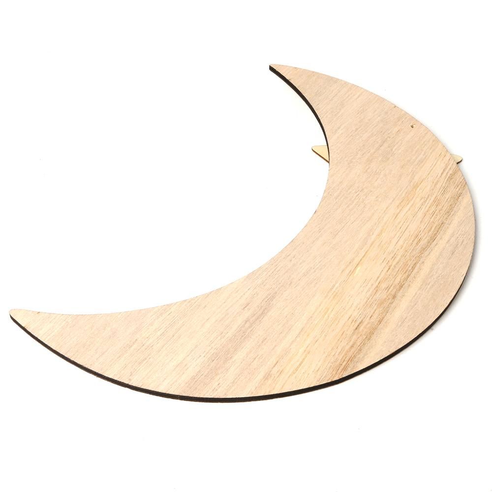Ramadan Crescent Pattern Decorations DIY Wooden Eid Mubarak Countdown Board Hanging Pendants with Rope Festival Home Decoration