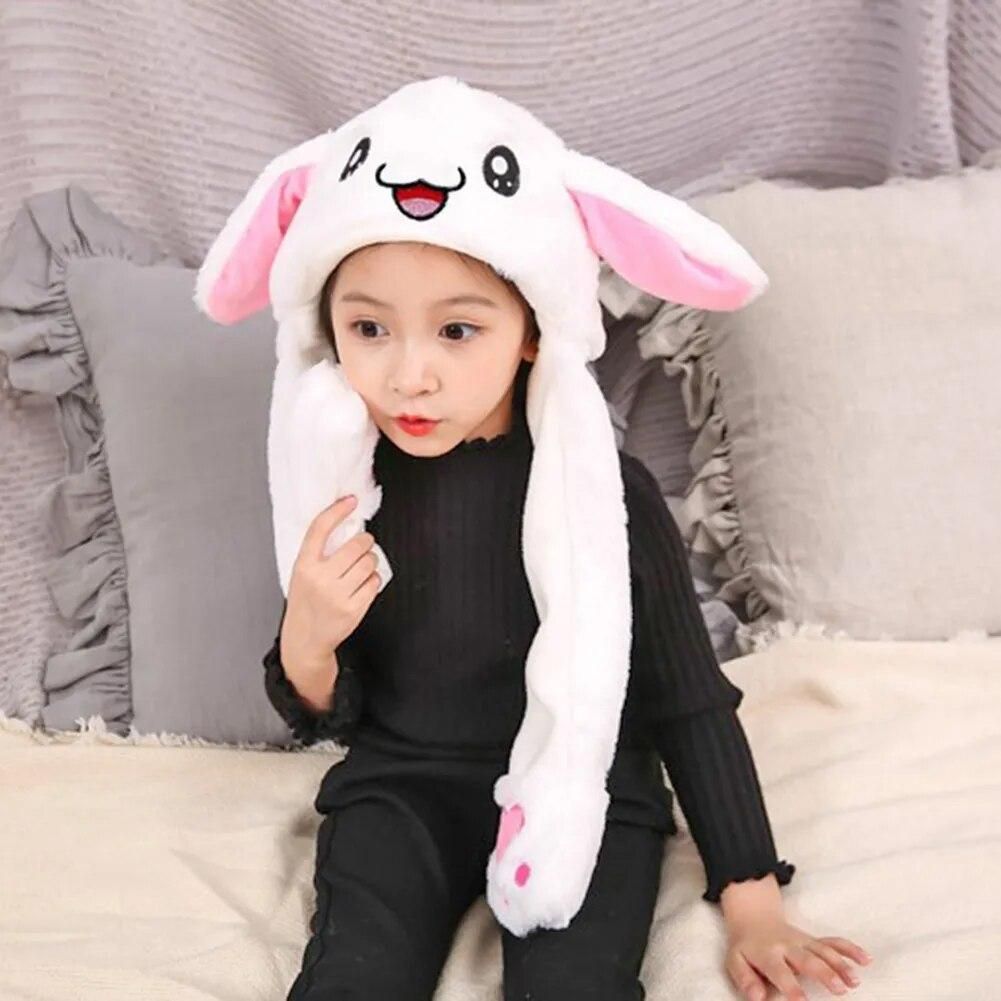 Moving Rabbit Ears Hat Crystal Velvet Glowing Plush Moving Rabbit Cartoon LED Plush Hat Party Decors for Kids Children Girls Boy