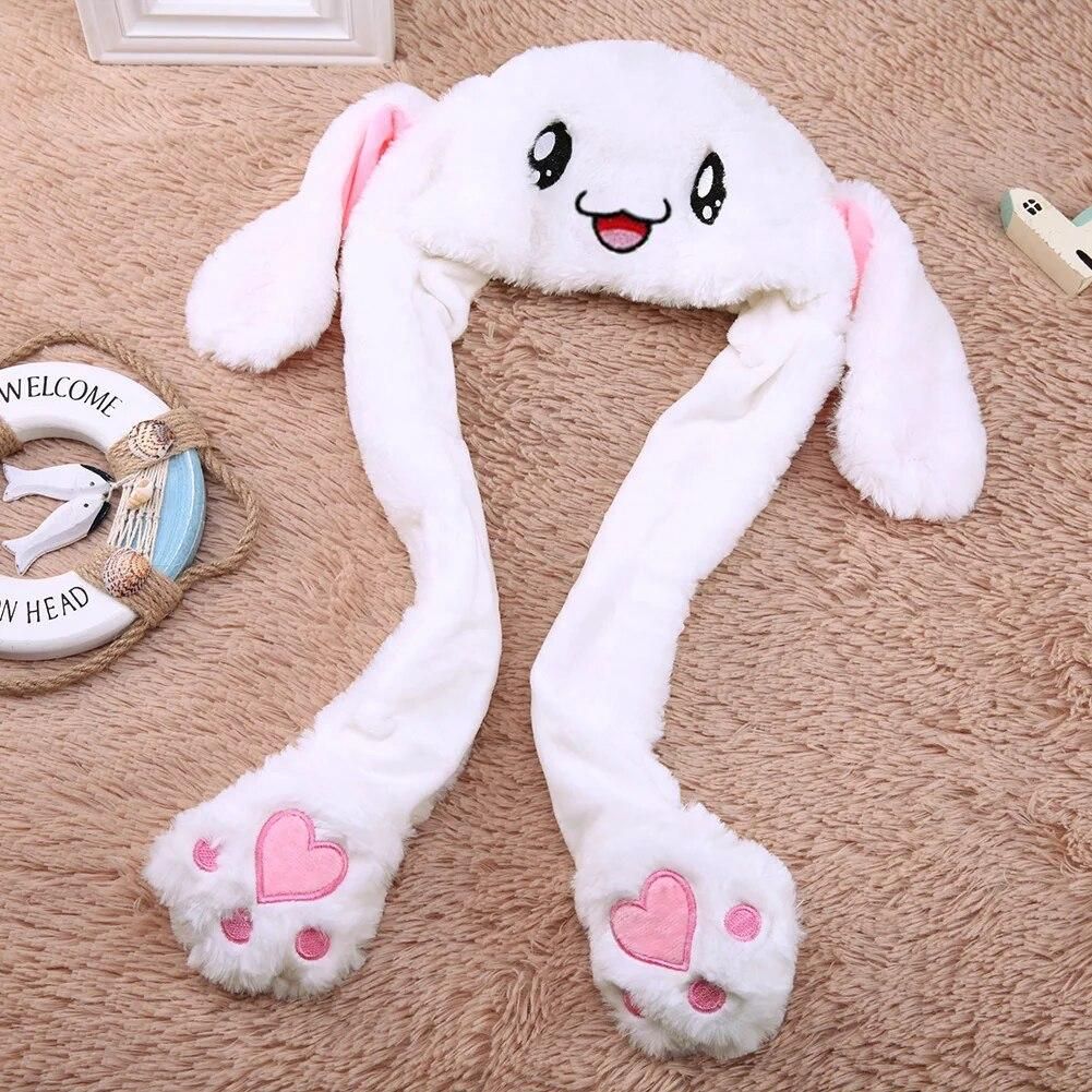 Moving Rabbit Ears Hat Crystal Velvet Glowing Plush Moving Rabbit Cartoon LED Plush Hat Party Decors for Kids Children Girls Boy