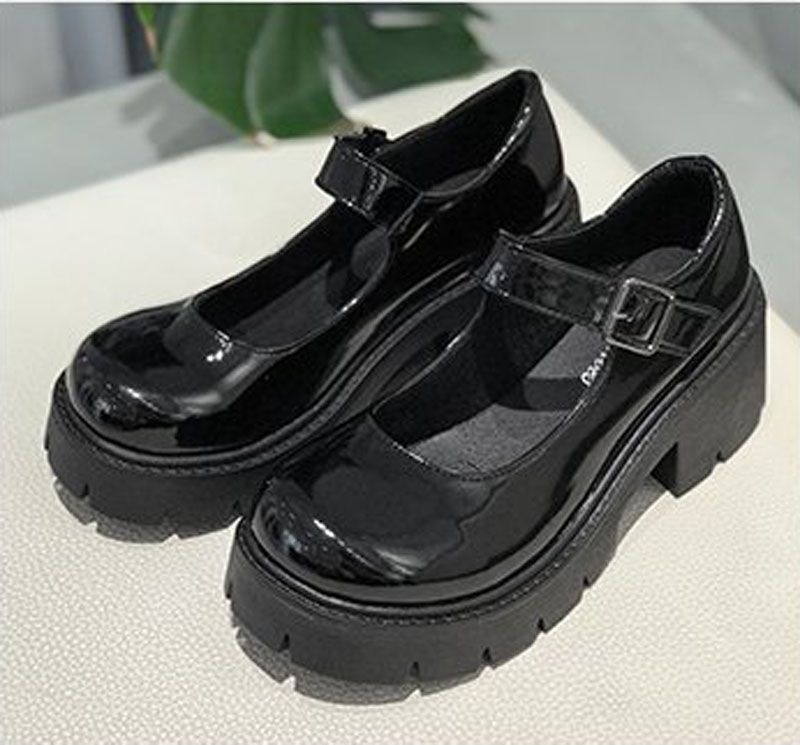 Female Mary Jane Shoes Lolita Japanese Style Retro Girl High Heel Platform Black