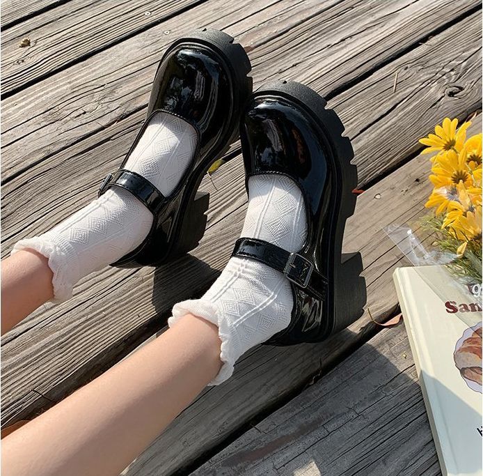 Female Mary Jane Shoes Lolita Japanese Style Retro Girl High Heel Platform Black