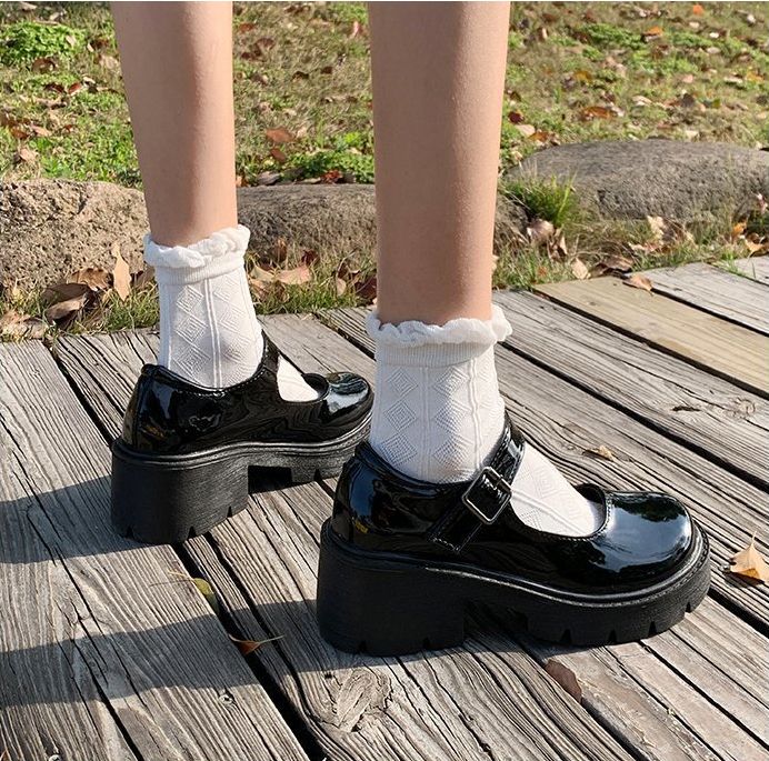 Female Mary Jane Shoes Lolita Japanese Style Retro Girl High Heel Platform Black