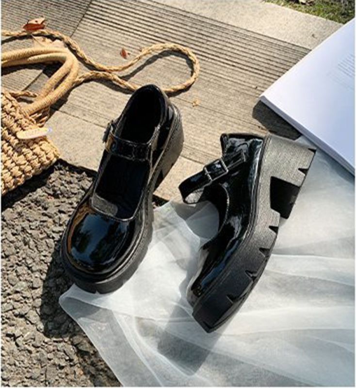 Female Mary Jane Shoes Lolita Japanese Style Retro Girl High Heel Platform Black