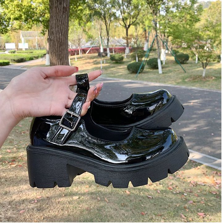 Female Mary Jane Shoes Lolita Japanese Style Retro Girl High Heel Platform Black