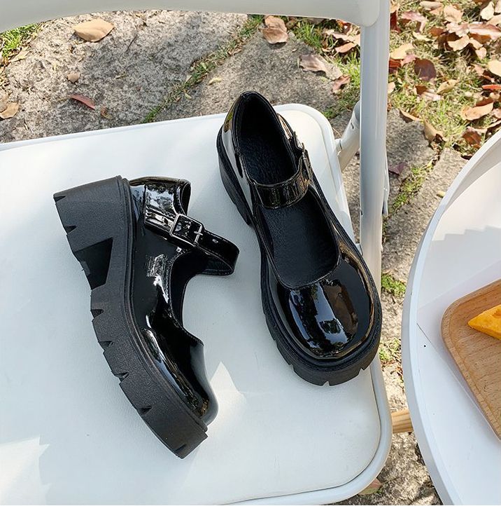 Female Mary Jane Shoes Lolita Japanese Style Retro Girl High Heel Platform Black