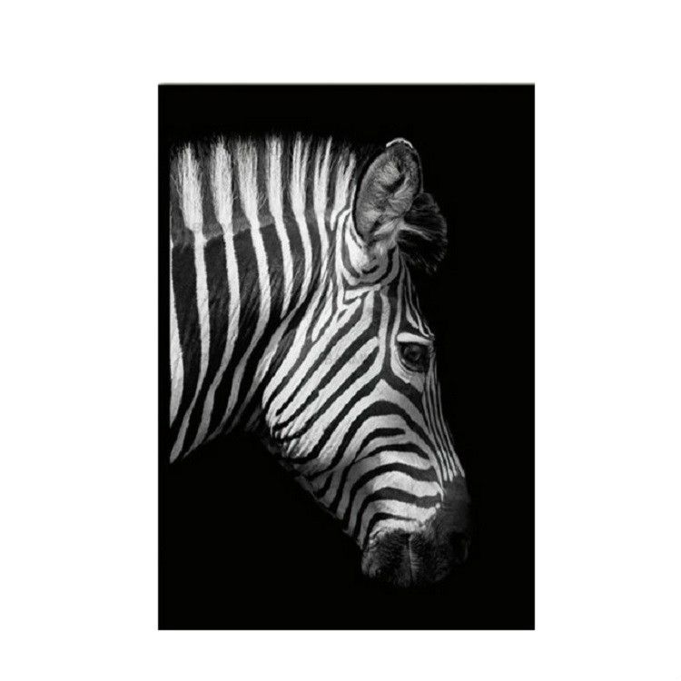 Simple Black And White Animal Decoration Painting Study Living Room Sofa Background Wall Painting Without Frame, Size:30X40cm(Zebra Head)