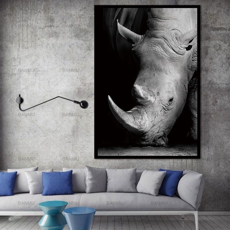 Simple Black And White Animal Decoration Painting Study Living Room Sofa Background Wall Painting Without Frame, Size:30X40cm(Zebra Head)