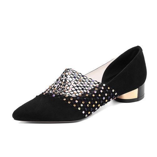 Ladies Sexy Hollow Rhinestone Sandals Dress Shoes-Black