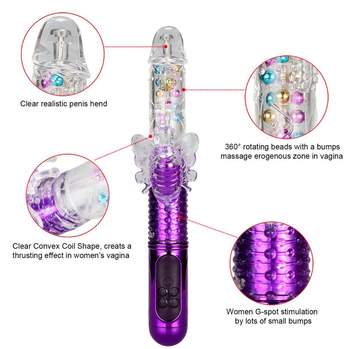 Exotic Rechargeable Thrusting Rotating Sex Toy Vibrator