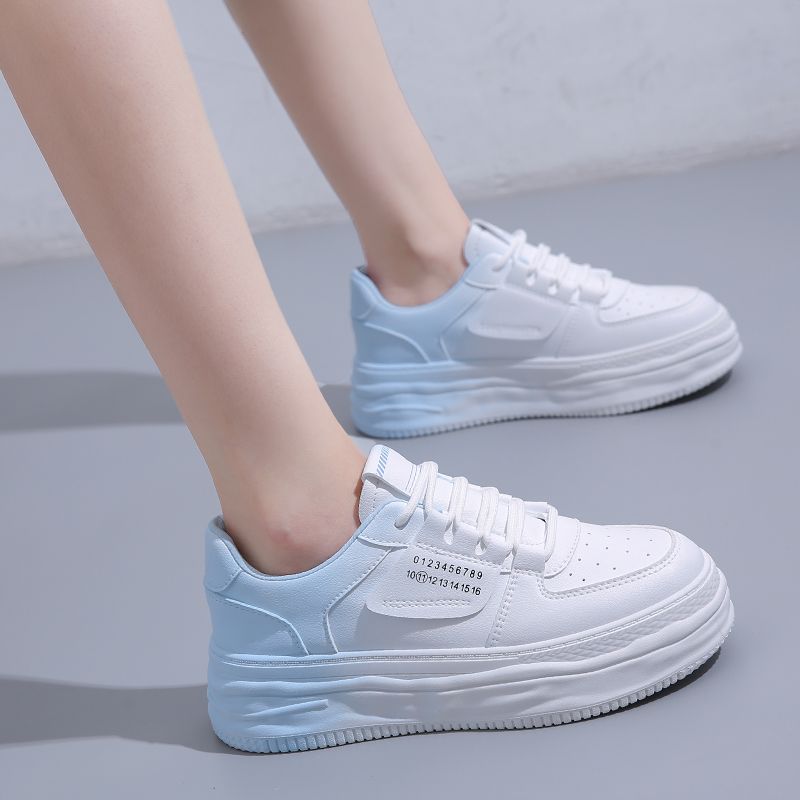 Luxury Sneakers Fashion Women Casuals Basketball Style Sneakers 2023 New Trend Lace-up White Blue Shoes Sport Office Shoes