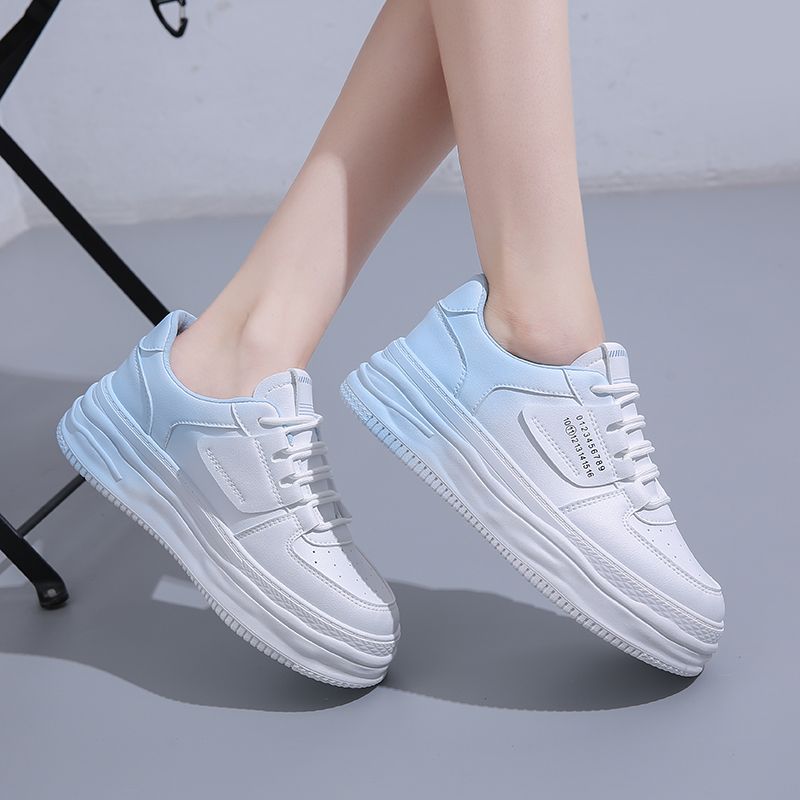 Luxury Sneakers Fashion Women Casuals Basketball Style Sneakers 2023 New Trend Lace-up White Blue Shoes Sport Office Shoes