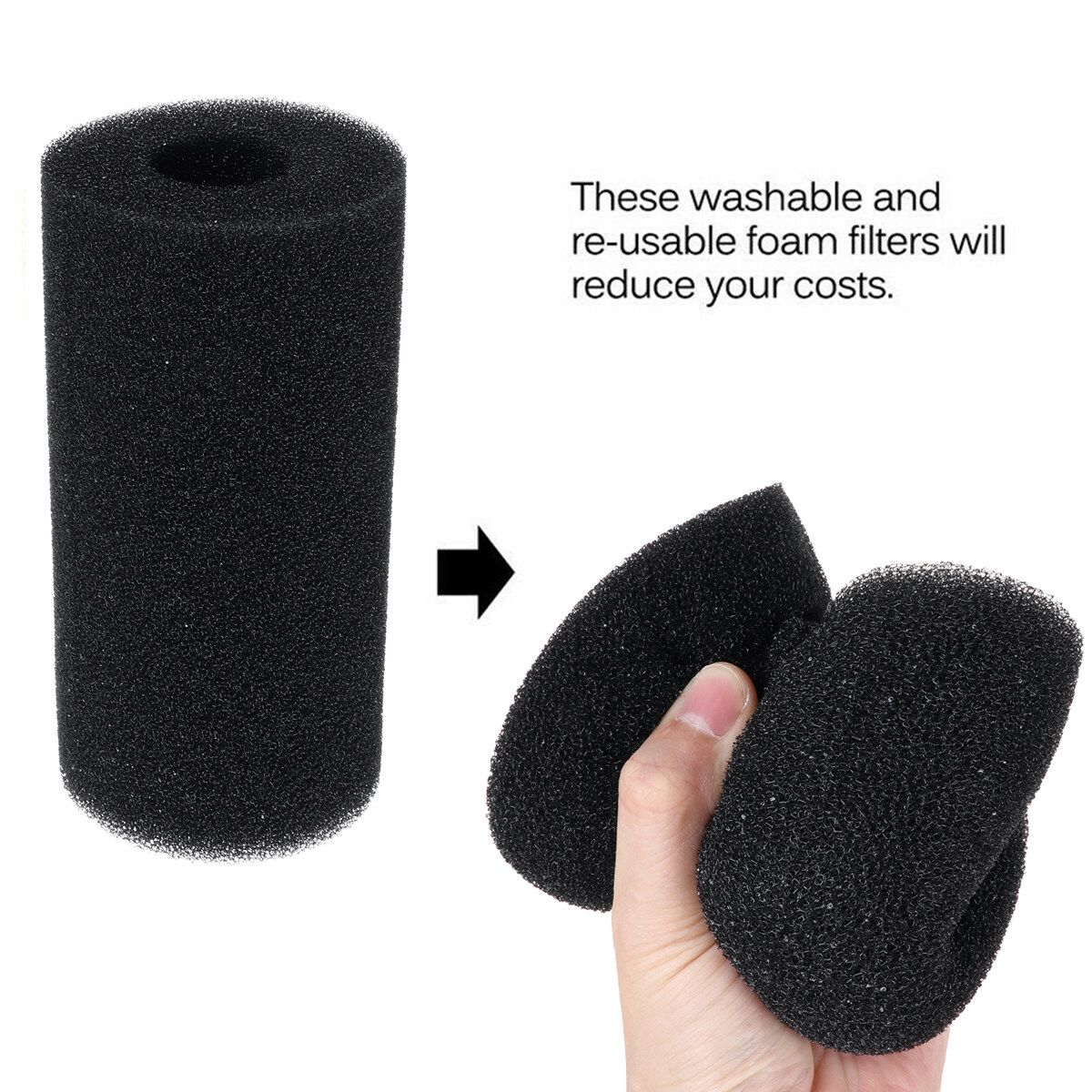 10.2x9.3cm(4.02x3.66in)/20x10cm(7.87x3.94in) Reusable&Washable Swimming-Pool Filter Foam Sponge Cartridge For Intex Type A C7 10.2x9.3x3cm