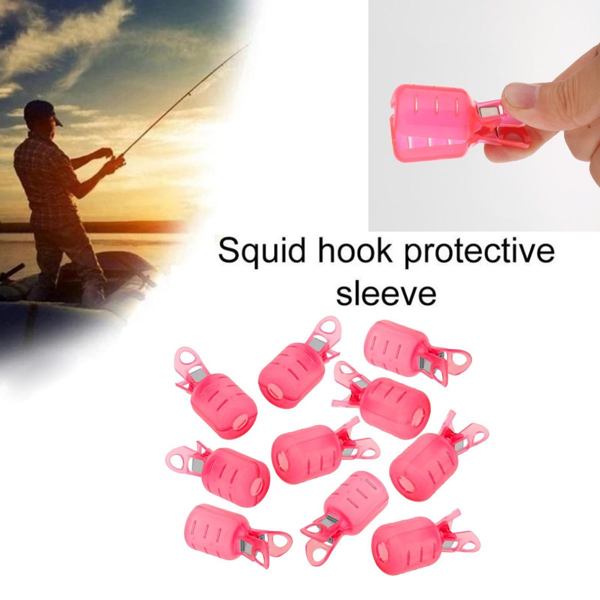 10Pcs Squid Jig Protector PVC Hook Cover Clip   Red L
