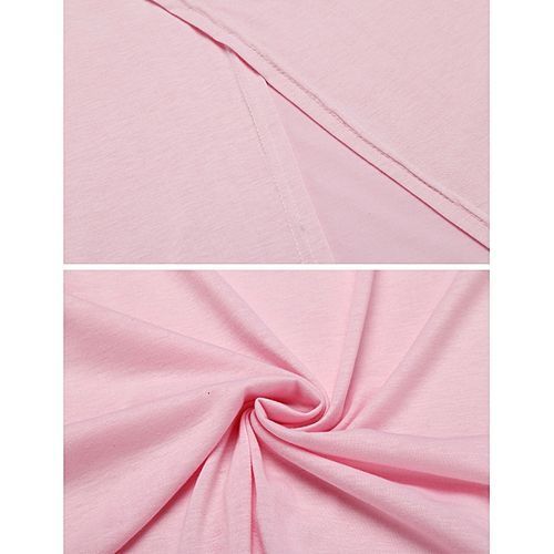 Women Casual Short Sleeve O Neck Solid Cold Shoulder Split Back Loose Pullover Sexy T-Shirt-pink