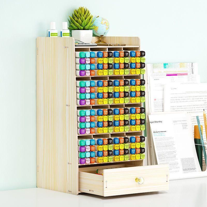 Marker Pen Storage Box Creative Large Capacity Oblique Insertion Desktop Pen Container Multifunctional about Sketching Pencil Storage Pen Holder