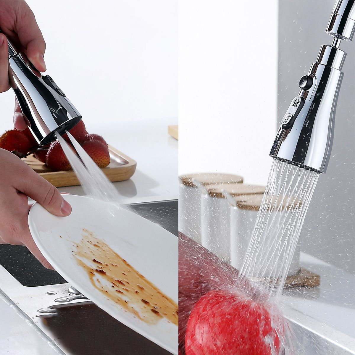 3 Functions Spray Head 360°Swivel Faucet Spayer Head G1/2 Water-saving Sink Aerator