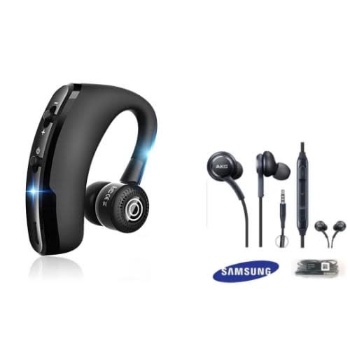 V9 Bluetooth Earpiece + Free Samsung AKG Corded Earpiece