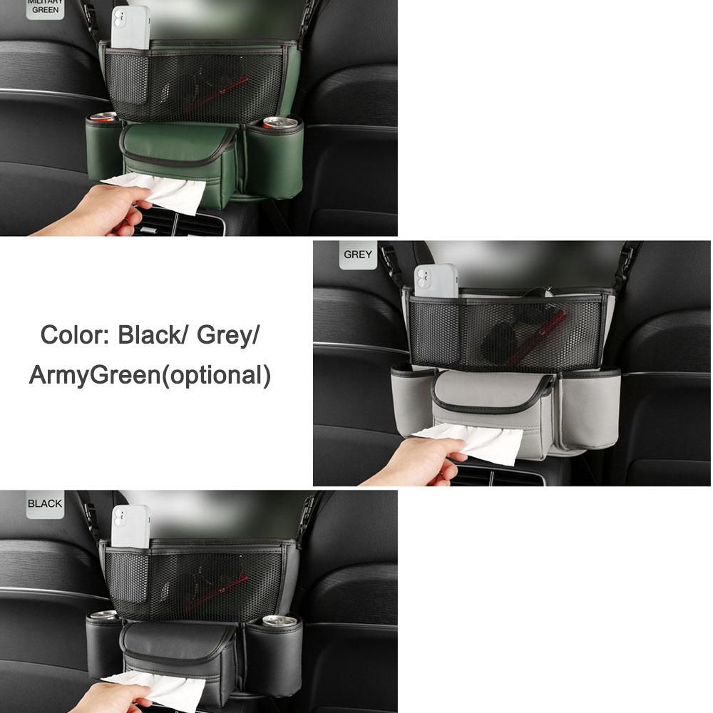 Car Storage Bag Center Console Storage Organizer Front Seat Leather Barrier Handbag Holder Large Capacity