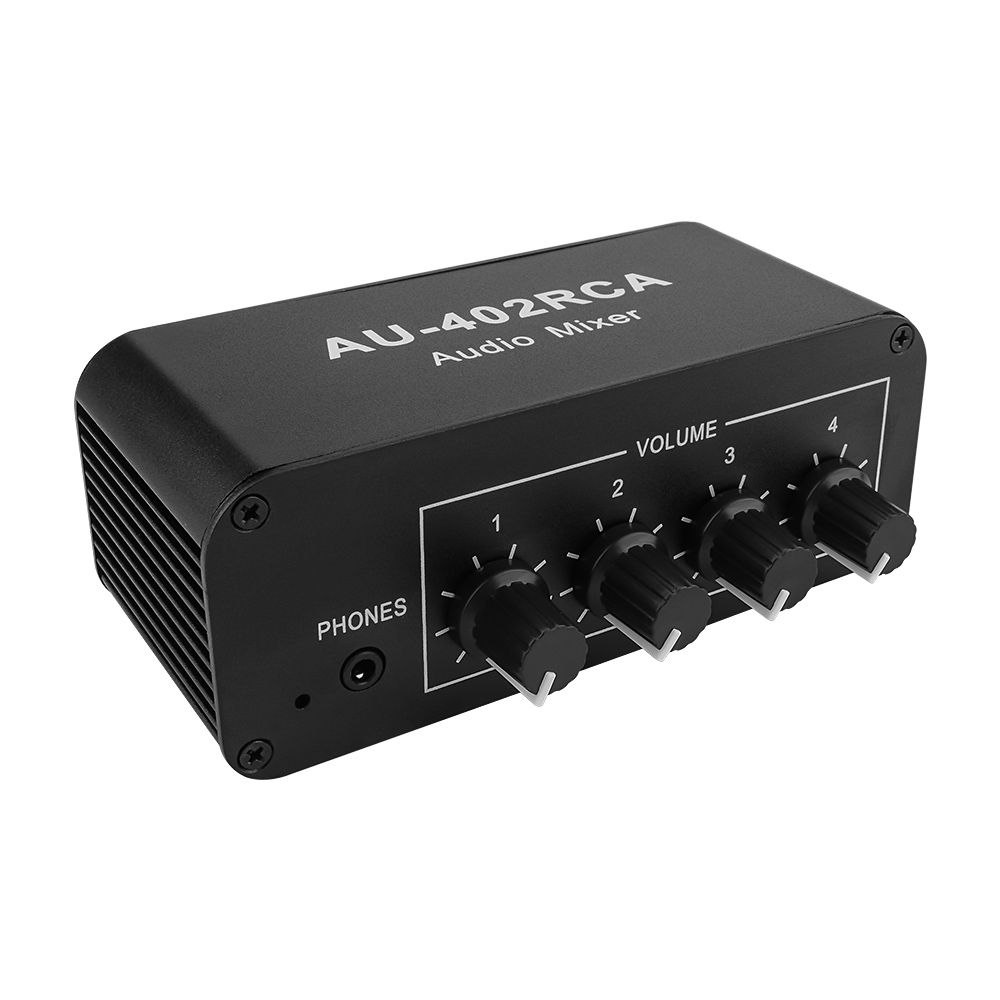 Stereo Audio Mixer Multi-Channel Audio Source Reverberator Volume Independent Control 3.5mmA Headphone Driver 4 Input