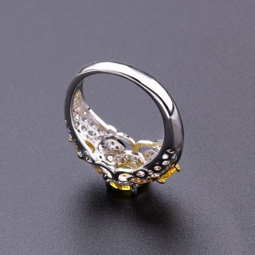 Female Ring 925 Silver Plated Yellow Diamond Accessories Bee Zircon Hollow Rings