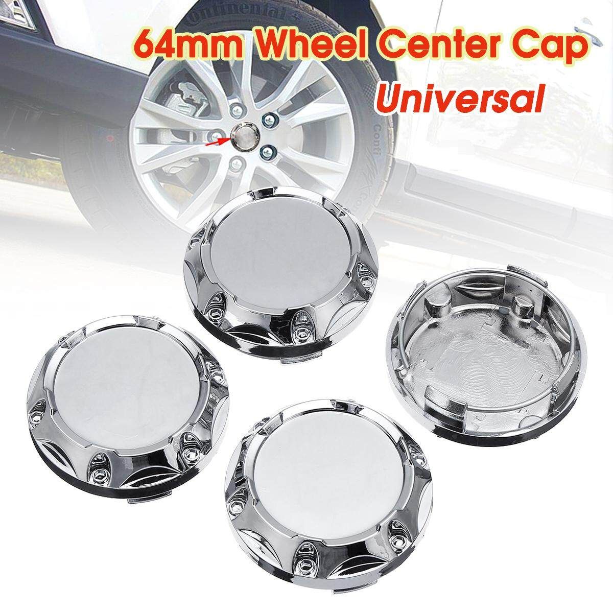 4PC 64mm ABS Silver Wheel Center Hub Caps Wheel Center Emblem