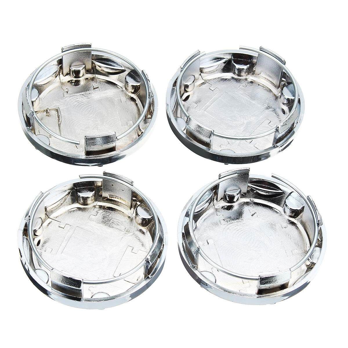 4PC 64mm ABS Silver Wheel Center Hub Caps Wheel Center Emblem