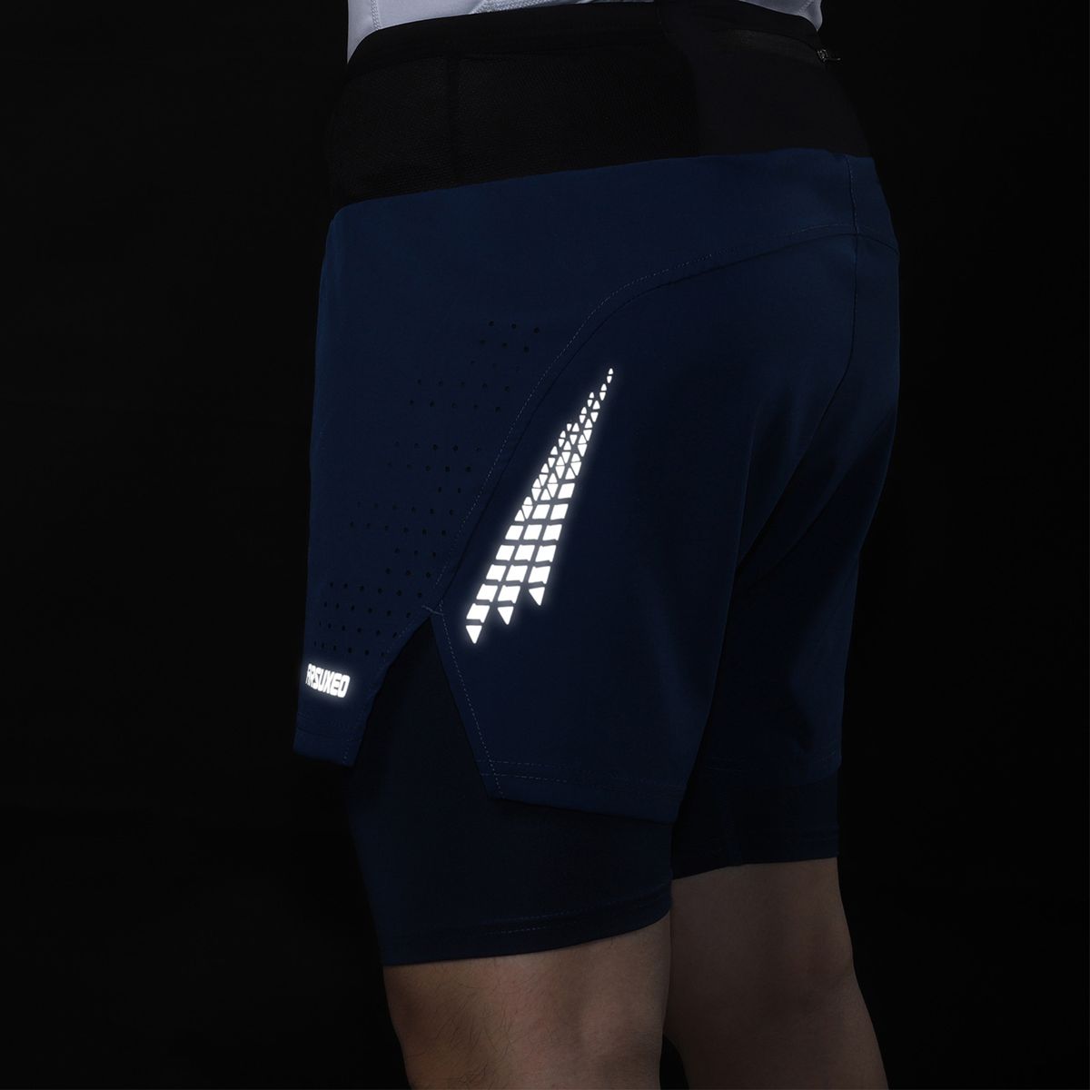 Men 2 In 1 Running Shorts High Waist Athletic Shorts Sport