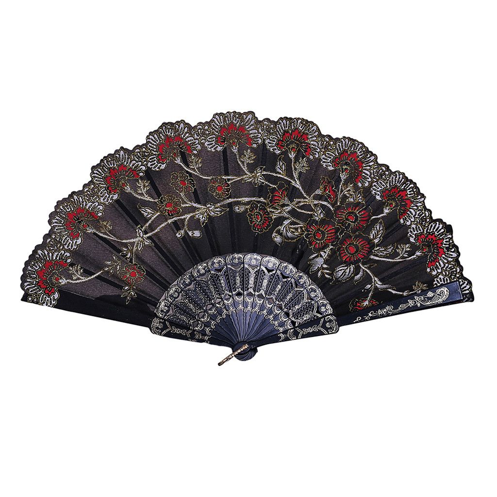 Fan Flowers Lace Held Hand Wedding Hand Held Silk Best Silk Fan Dance Style Party Chinese Lace Fan Abanic Folding Flower Folding