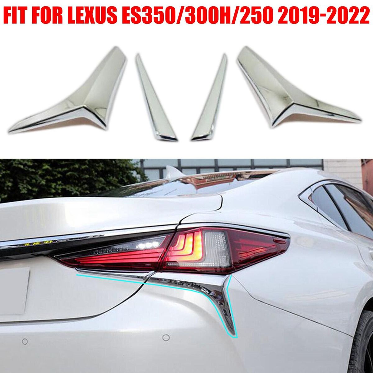 For Lexus ES250 350 300H 2019-2022 Car ABS Chrome Tail Light Rear Lamp Trim