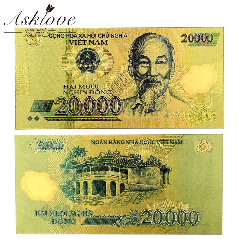 10pcs Vietnam 500000 VND Gold Banknotes  Gold Foil Fake