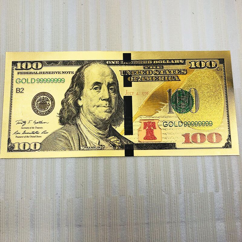 100 Dollar USA Gold Fake  Bill Paper Money Medal