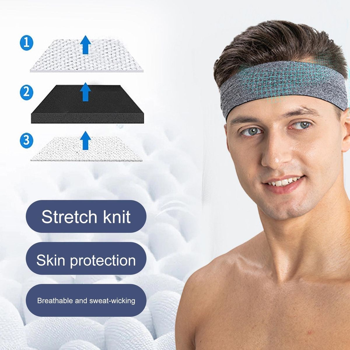 Sports Sweatband Running Cycling Athletic Workout Sweatband Grey