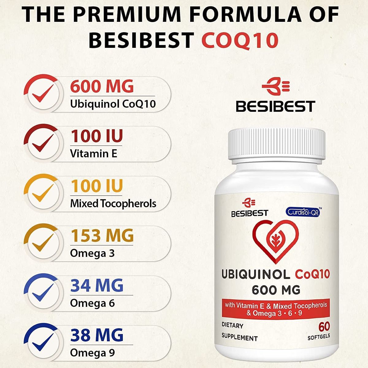 Ubiquinol CoQ10 600mg, 60 Softgels