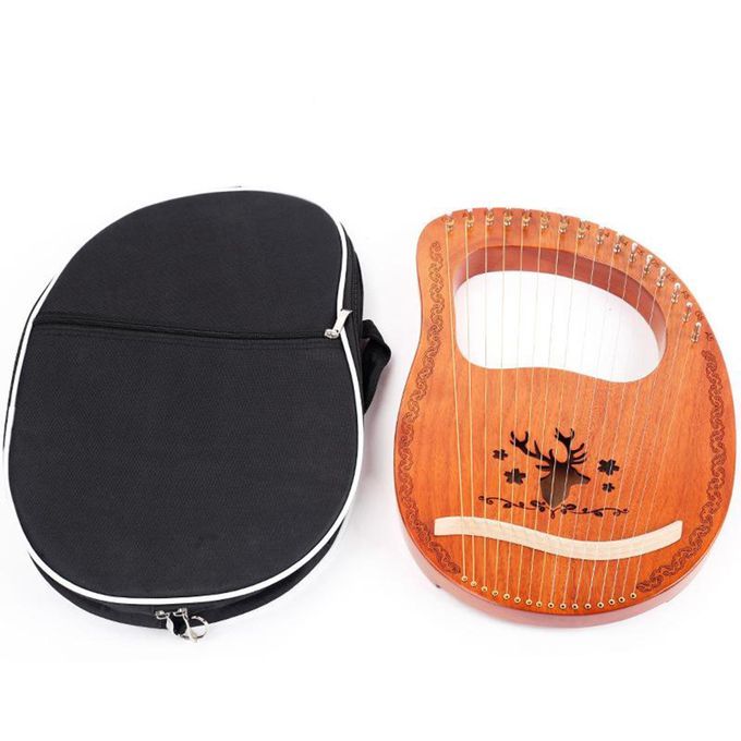 Simple Padded Lyre Carry Bag Case 10-19 Strings Harp With Pocket Black